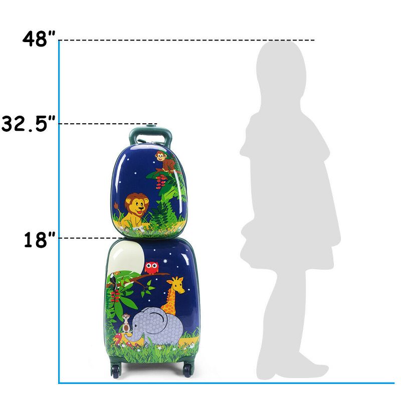 Costway 2Pcs 12'' 16'' Kids Luggage Set Suitcase Backpack School Travel Trolley ABS, 5 of 11