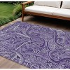 Purple Lavender And Silver Paisley Washable Indoor Outdoor Area Rug - 2 of 4