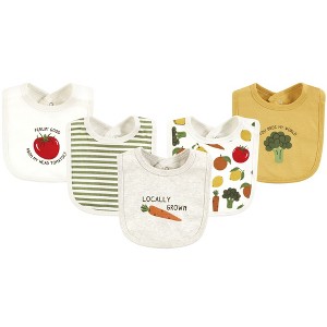 Touched by Nature Unisex Baby Organic Cotton Bibs, Happy Veggies, One Size - 1 of 4