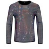 Lars Amadeus Men's Crew Neck Long Sleeves Party Clubwear Sparkly Sequins T-Shirt - 2 of 4