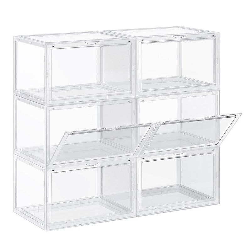 SONGMCIS Shoe Boxes Stackable Shoe Storage Boxes with Lids 12 Pack Shoe Boxes Clear Plastic Stackable Shoe Organizers For Closet, 3 of 9