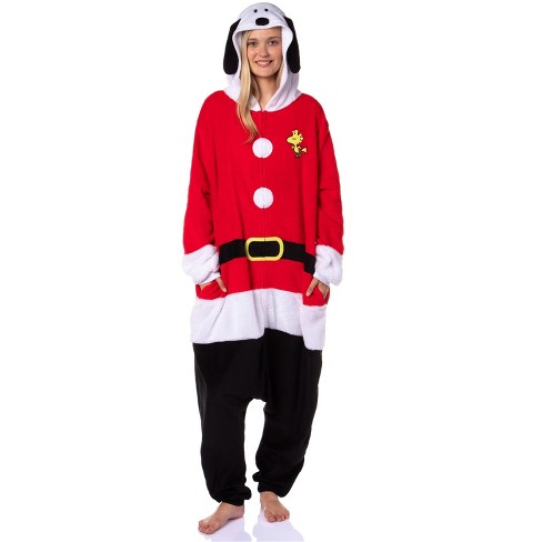 Intimo Peanuts Snoopy Christmas Mens Hooded Union Suit Costume Sleep Pajama l xl Red Target