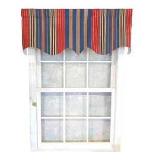 RLF Home Sailor Stripe Regal 3" Rod Pocket Lining Luxurious and Elegant Window Treatment Valance 50" x 17" Nautical - 1 of 4