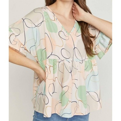 Women's Abstract Peplum Top - entro