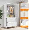AENKYO 60 Tall Storage Wardrobe Cabinet with Drawer & Hanging Rod, 2-Door Storage Closet with Adjustable Shelf - White Wardrobe - 4 of 4
