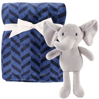 Hudson Baby Infant Boy Plush Blanket with Toy, Boy Elephant, One Size