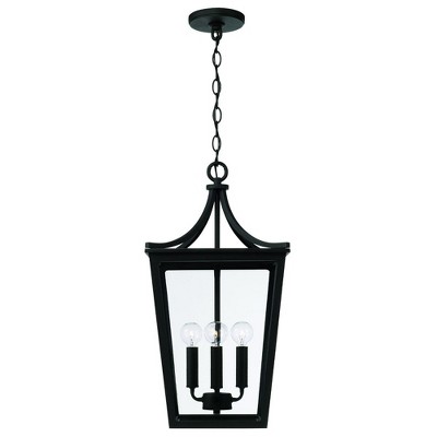 Adair Black 4-Light Outdoor Pendant with Clear Glass