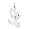 Black Bow Jewelry 14k White Gold, Madison Collection LG Classic Script Initial L Pendant - 3 of 4