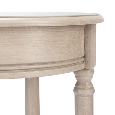 Elegant Greige Round Wooden Accent Table with Timeless Turned Legs