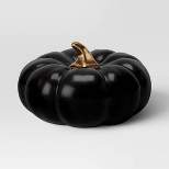 Large Ceramic Halloween Pumpkin with Gold Stem - Threshold™