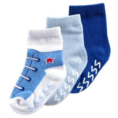 Luvable Friends Baby Boy Socks Set, Blue Shoelace, 0-6 Months