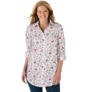 Woman Within Women's Plus Size Perfect Long Sleeve Shirt - 1 of 4