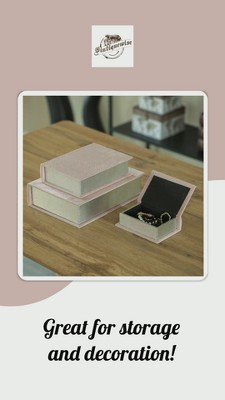 White and Gold Velvet Vintage Wooden Decorative Book Box Set