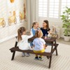 Costway 3-in-1 Kids Picnic Table Wooden Outdoor Sand & Water Table with Umbrella Play Boxes Natural/Blue/Green - 4 of 4