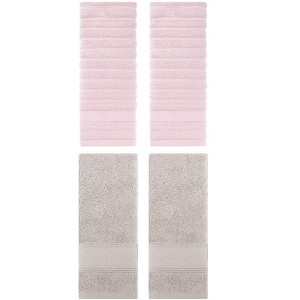REGALWOVEN 4 Pcs Cotton Quick Drying Soft Striped Hand Towel 14" x 30" - 1 of 4