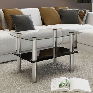 vidaXL Coffee Table Glass 2 Tiers - 1 of 4