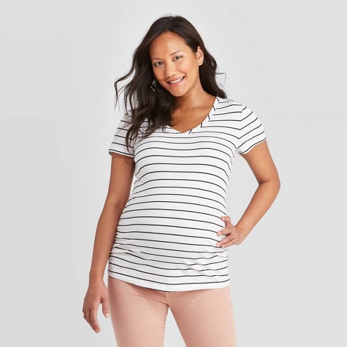 Isabel Maternity Women's Short-Sleeve Shirred V-Neck T-Shirt 