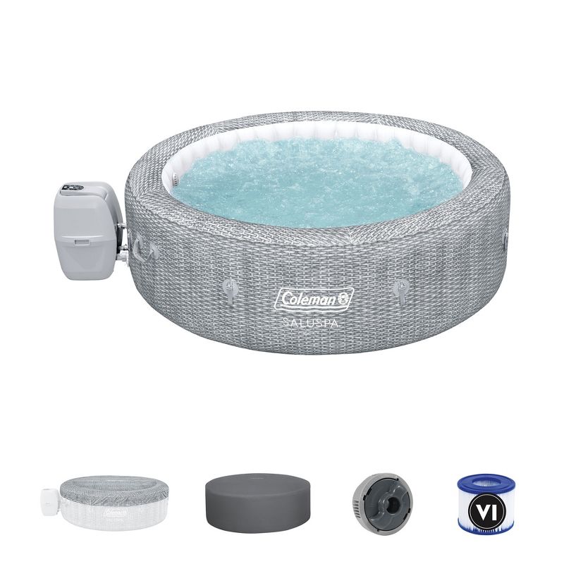 Coleman SaluSpa Sicily AirJet 7 Person Inflatable Hot Tub Round Portable Outdoor Spa with 180 Soothing AirJets and Insulated Cover, Gray, 1 of 9