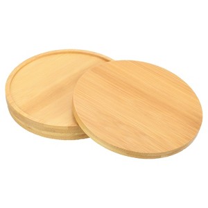 Unique Bargains Home Indoor Bamboo Round Planter Saucer Flower Drip Plant Trays Natural Color - 1 of 4
