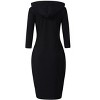 Women's Casual Midi Dress Pullover Hoodie Knee Length Slim Dress with Pocket - 2 of 4