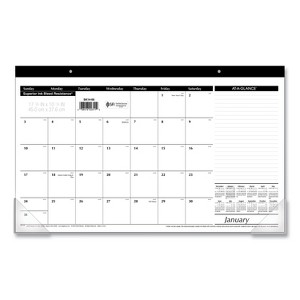 Compact Desk Pad, 18 x 11, White Sheets, Black Binding, Clear Corners, 12-Month (Jan to Dec): 2026 - 1 of 4