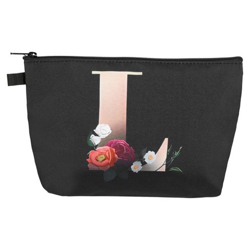 Unique Bargains Personalized Initial Makeup Bag Black 1 Pc Letter L ...