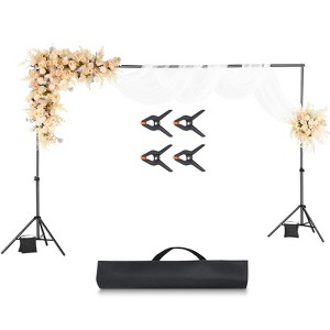 VEVOR Backdrop Stand, 6.5 x 10 ft Adjustable Photo Backdrop Stand Kit, Portable Background Backdrop Stand with 5 Crossbars, Black - 1 of 4