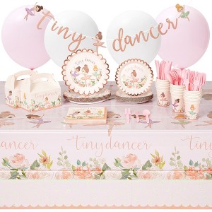 Blue Panda 219-Piece Ballerina Birthday Party Decorations, Dinnerware Set with Plates, Napkins, Cups, Tablecloth, Banner, Favor Bags, Balloons (Serves - 1 of 4
