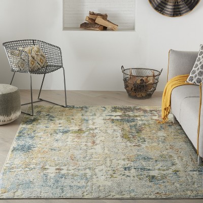 Ivory Abstract Hand-Knotted Soft Synthetic Area Rug 6'6" x 9'6"