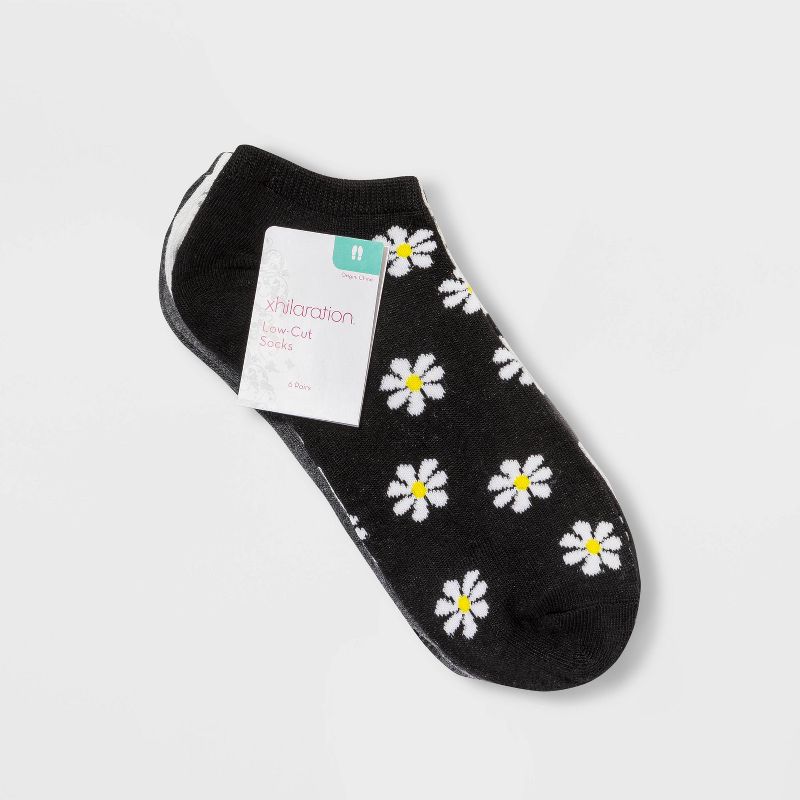 Women&#39;s Daisy 6pk Low Cut Socks - Xhilaration&#8482; Black 4-10, 2 of 3