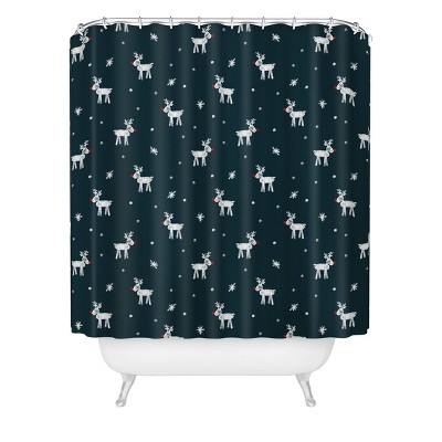 Little Arrow Design Co Modern Rudolph Shower Curtain Green - Deny Designs