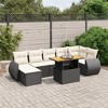 vidaXL Patio Sofa Set with Cushions Outdoor Furniture 8 Piece Poly Rattan - Black and Cream 3x Middle 3x Corner Footrest Table - 2 of 4