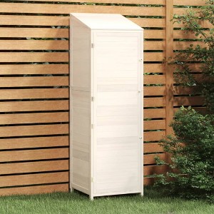 VidaXL Garden Shed White 21.7"x20.5"x68.7" Solid Wood Fir - 1 of 4