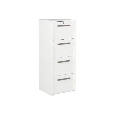 White Woodgrain 4-Drawer Lockable Lateral File Cabinet