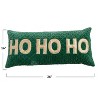 Storied Home Woven Cotton Velvet Quilted Lumbar Pillow with Appliqued "HO HO HO", Green and Gold Color - 2 of 2