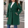 Women's Plus Size Lapel Long Sleeve Single Breasted Belted Midi Pea Coat with Pocket - Agnes Orinda - 2 of 4