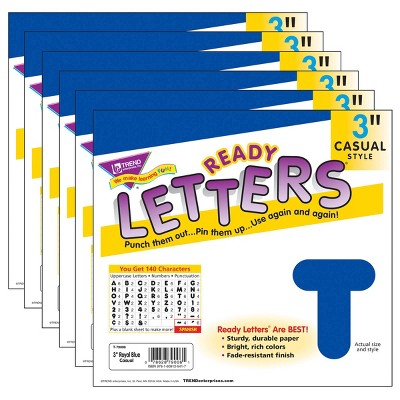 6pk 3" Casual Uppercase Ready Letters Royal Blue - TREND