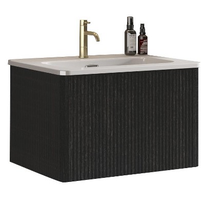 Bathroom Vanity with White Ceramic Sink, Wall Mounted Floating Bathroom Vanity for Modern Bathroom, Pre-assembled