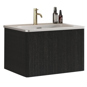 Bathroom Vanity with White Ceramic Sink, Wall Mounted Floating Bathroom Vanity for Modern Bathroom, Pre-assembled - 1 of 4
