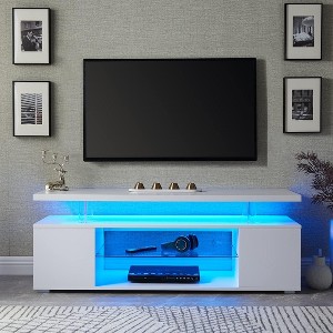 TiramisuBest Techni Mobili Grey Driftwood TV Stand with Gray for TV & Entertainment Furniture - 1 of 4