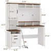 Executive Desk, 51" Computer Desk with Storage Cabinet, RGB LED Lights & Power Outlets, Rustic White - 2 of 4