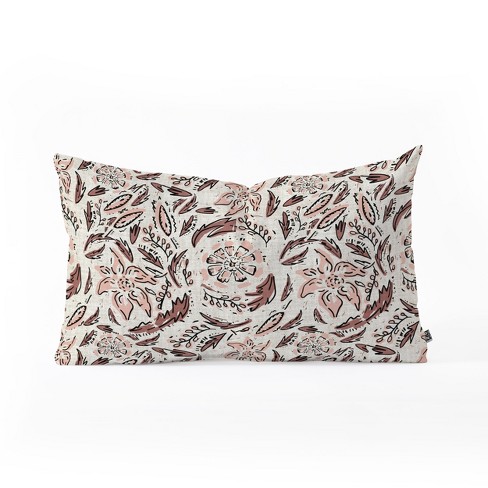 Holli Zollinger Floral Lumbar Throw Pillow Beige/Pink - Deny Designs: Chic Rectangle Cushion for Bed & Couch - image 1 of 3