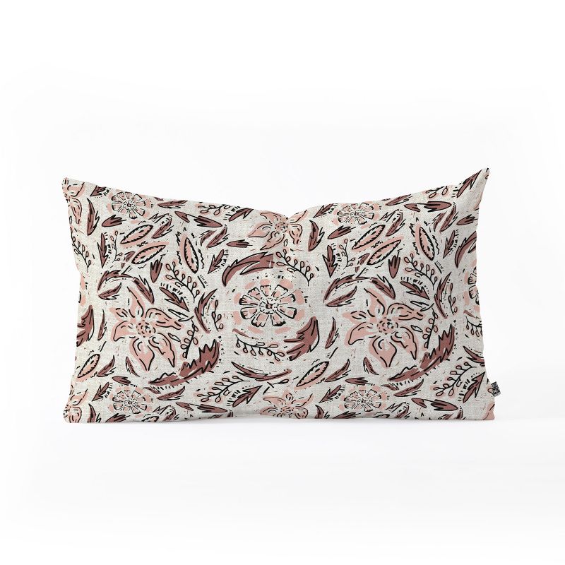 Holli Zollinger Floral Lumbar Throw Pillow Beige/Pink - Deny Designs, 1 of 5