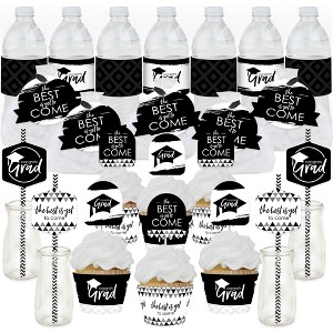 Big Dot of Happiness Black and White Grad - Best is Yet to Come - Graduation Party Favors and Cupcake Kit - Fabulous Favor Party Pack - 100 Pieces - 1 of 4