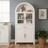 Dexmalle 71" Tall Farmhouse Arched Kitchen Pantry Cabinet with Glass Door and Adjustable Shelves - 3 of 4