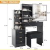 Coucheta Makeup Vanity Set with Sliding LED Mirror - 4 Drawers, Power Outlet & Adjustable Lights, Dressing Table with Stool - 3 of 4