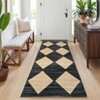 2 x 6 ft Polyester Black Rectangular Laundry Bathroom Kitchen Modern Geometric Diamond Print Machine Washable Runner Rug - 2 of 4