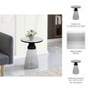 Modern Accent Side Table - Marble Top with Clear Base - Metal & Stone Contemporary End Table for Bedroom, Home & Office - 21" Black & White - 3 of 4