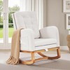 VECELO Modern Upholstered Rocking Chair with Padded Seat & Solid Wood Base, Linen Rocker Armchair for Living Room, White/Gray - 3 of 4
