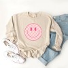 Simply Sage Market Women's Graphic Sweatshirt Pink Checker Smiley Face - 2 of 2